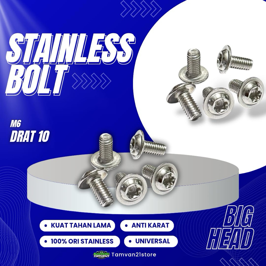 BAUT BODY BAUT SAYAP M6 x 12 M6 x 16 M6 x 20 STAINLESS NEW MODEL BINTANG ORIGINAL