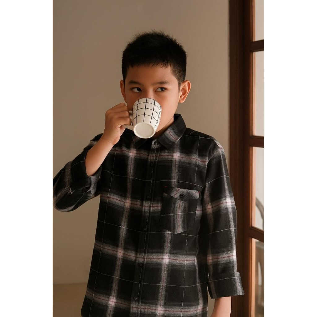 kemeja flanel ANAK VETERANO kemeja uniseks Lengan panjang tebal adem dan lembut