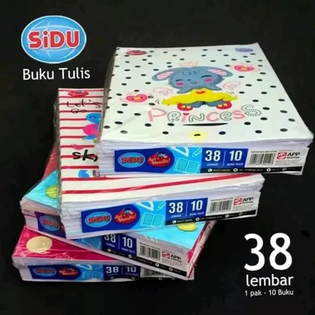 

Buku Tulis Sinar Dunia 38 Lembar ( SIDU 38 ) Ukuran Qwarto Cover Random - Pack (10 Buku)