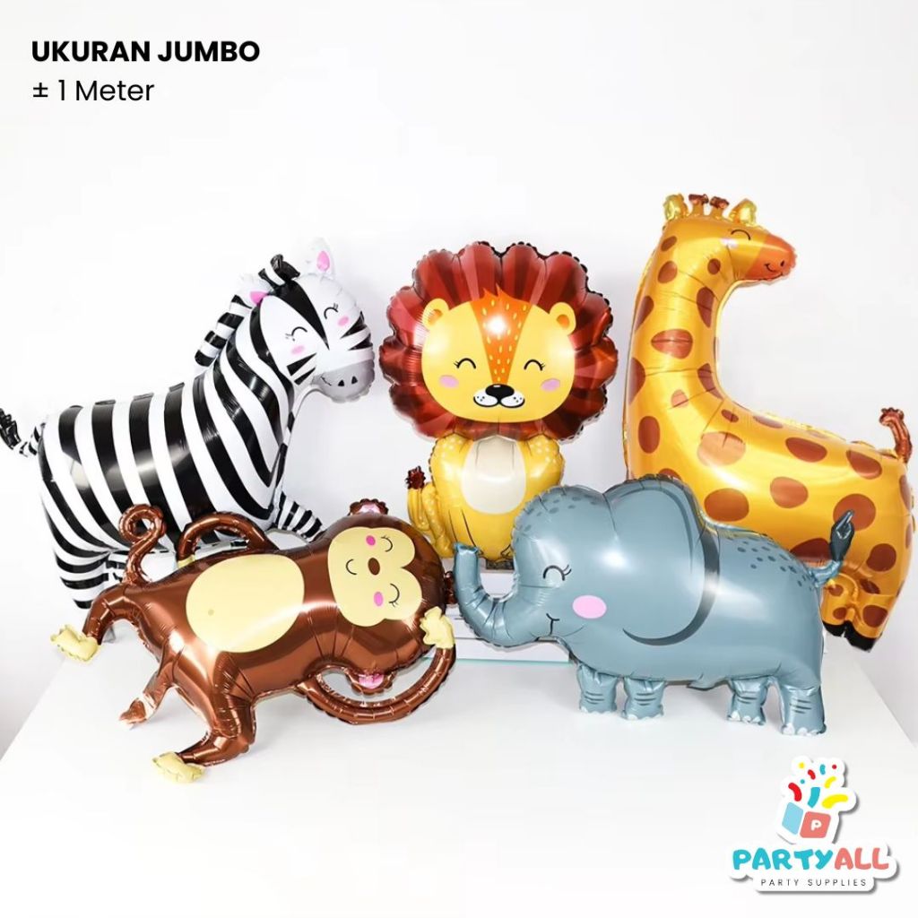 Balon Binatang Safari Full Body / Jungle Animal / Tema Kebun Binatang Zoo - PartyAll