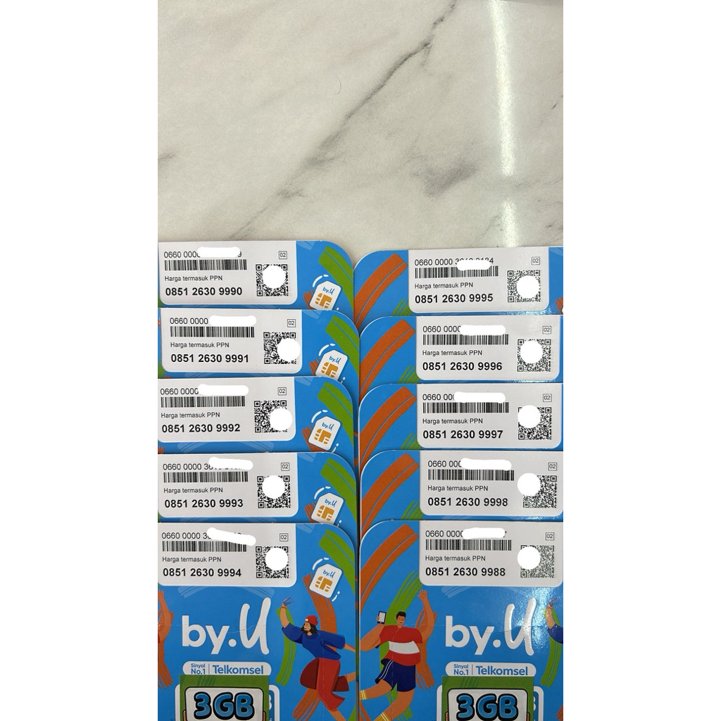 Kartu Perdana Telkomsel by.U edisi nomor tahun kuota 3gb full segell