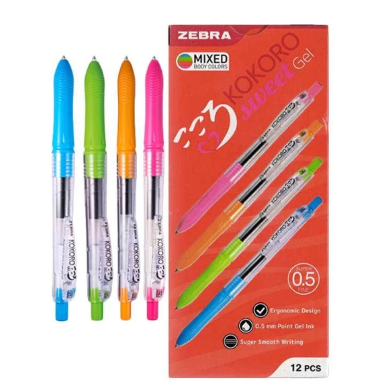 

ZEBRA Kokoro Pulpen Gel 12 Warna Colorful 0.5mm Retractable Gel Pen Pigment Gel Ink