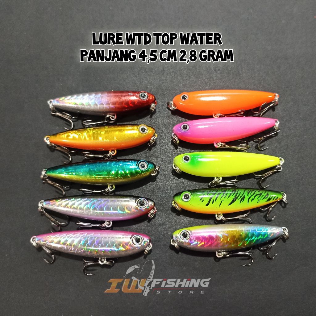 lure wtd pensil top water 4,5 cm 2,8 gram cocok untuk ultralight fishing lure action bagus IWFISHING