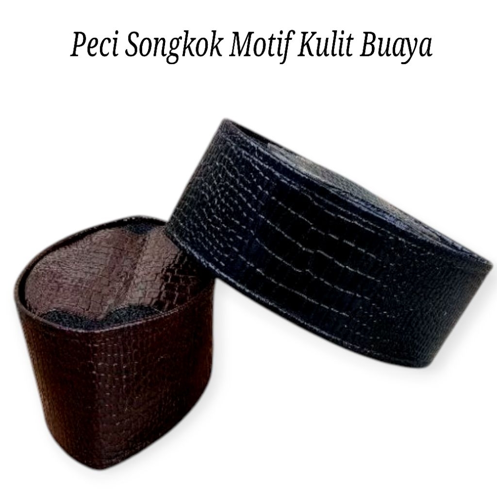 Peci Songkok Kulit Buaya / Kopiah Kulit / Peci Motif Kulit Buaya