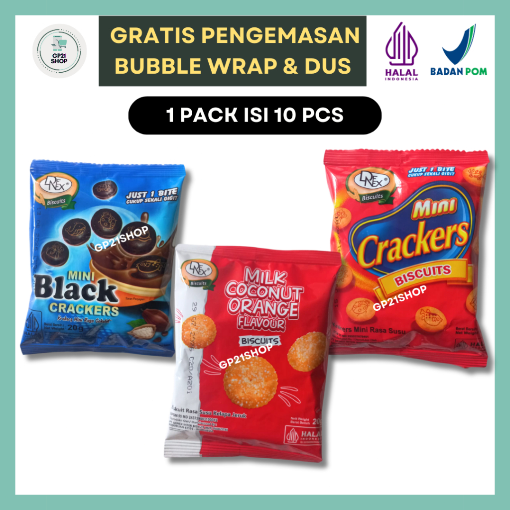 

Denex Mini Black Crackers, Milk Coconut Orange 1 Pack Isi 10 x 20gr