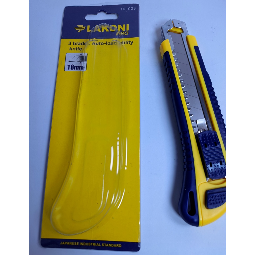 

Cutter Lakoni Pro 18mm Auto-Load — 3 Mata Pisau, Utility Knife