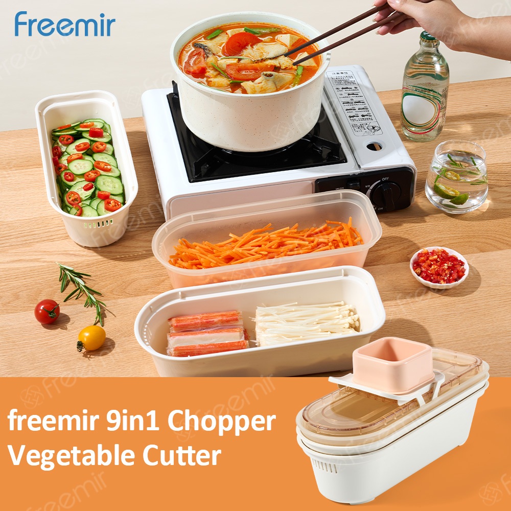 freemir Alat Pemotong Sayur Buah 6 Pisau + 3 Wadah dan Penyaring Vegetable Slicer Serbaguna