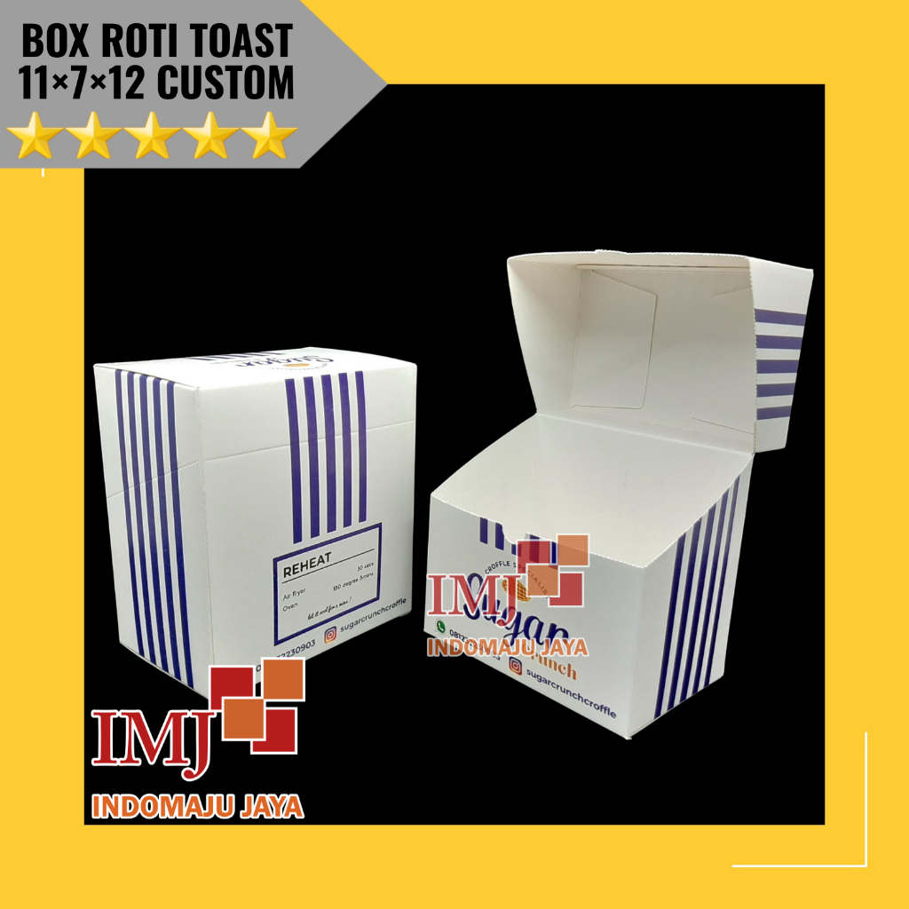 GRATIS DESAIN BOX ROTI TOAST CUSTOM DESAIN 11x7x12 DUS ROTI 11×7×12 CUSTOM CROFFEL WAFFEL CUSTOM