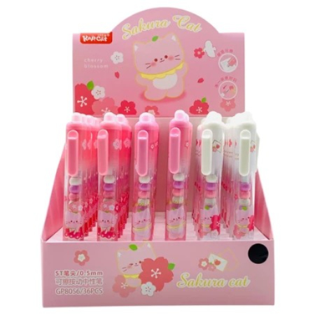 

Erasable Pen Sate Sakura Cat / Pulpen Gel / Pena Kawai Lucu