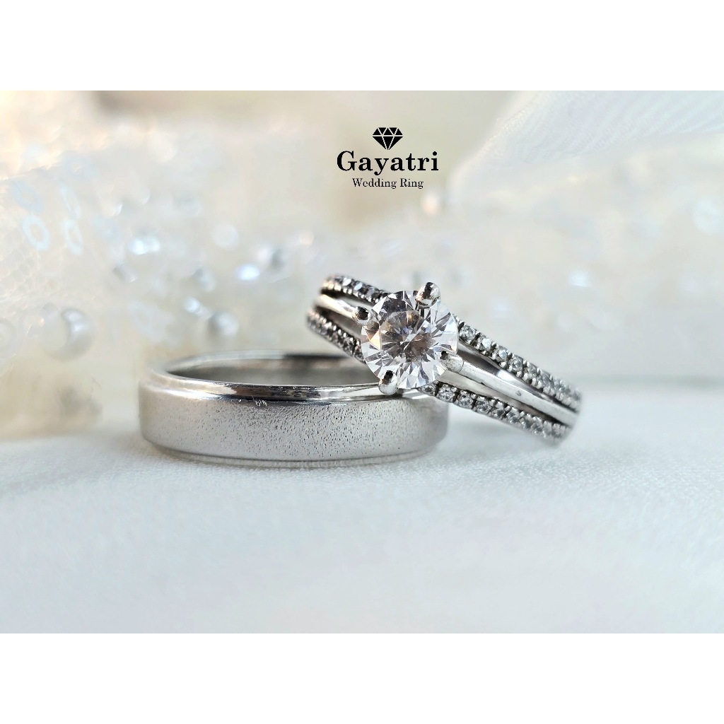 Cincin Tunangan Solitaire Wanita Couple Silver 925 | Gayatri Wedding Ring