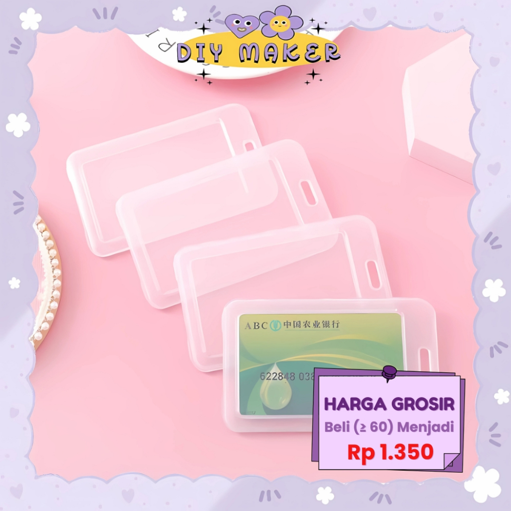 

DM ID Card Holder Transparan Kotak Bening Tempat Isi Kartu Name Tag Name Tag Transparant 2 Sisi AT41