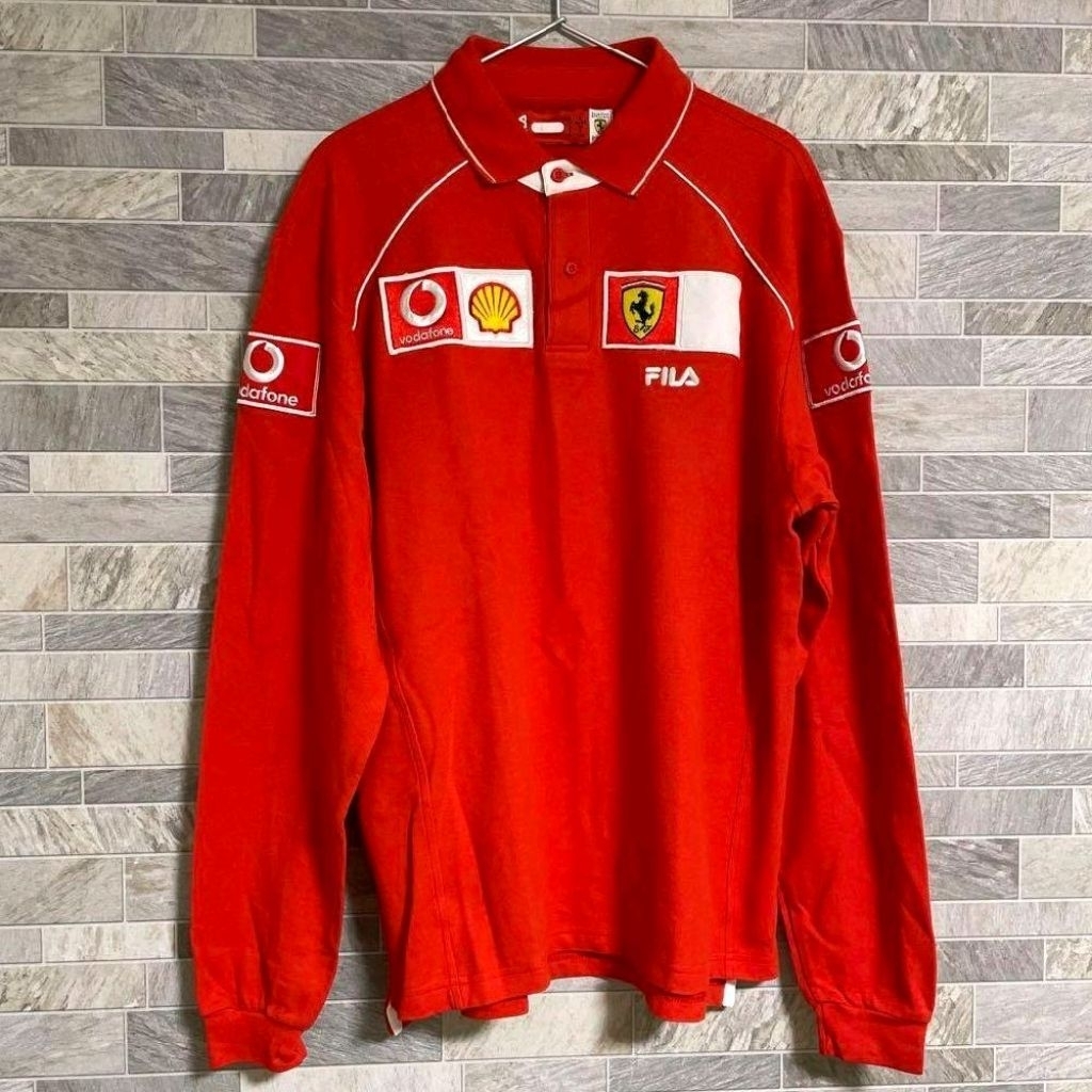 Polo Ferrari X Fila Long Sleeve Vintage Official Merchandise Scuderia Ferrari F1 Original 2002 Rare