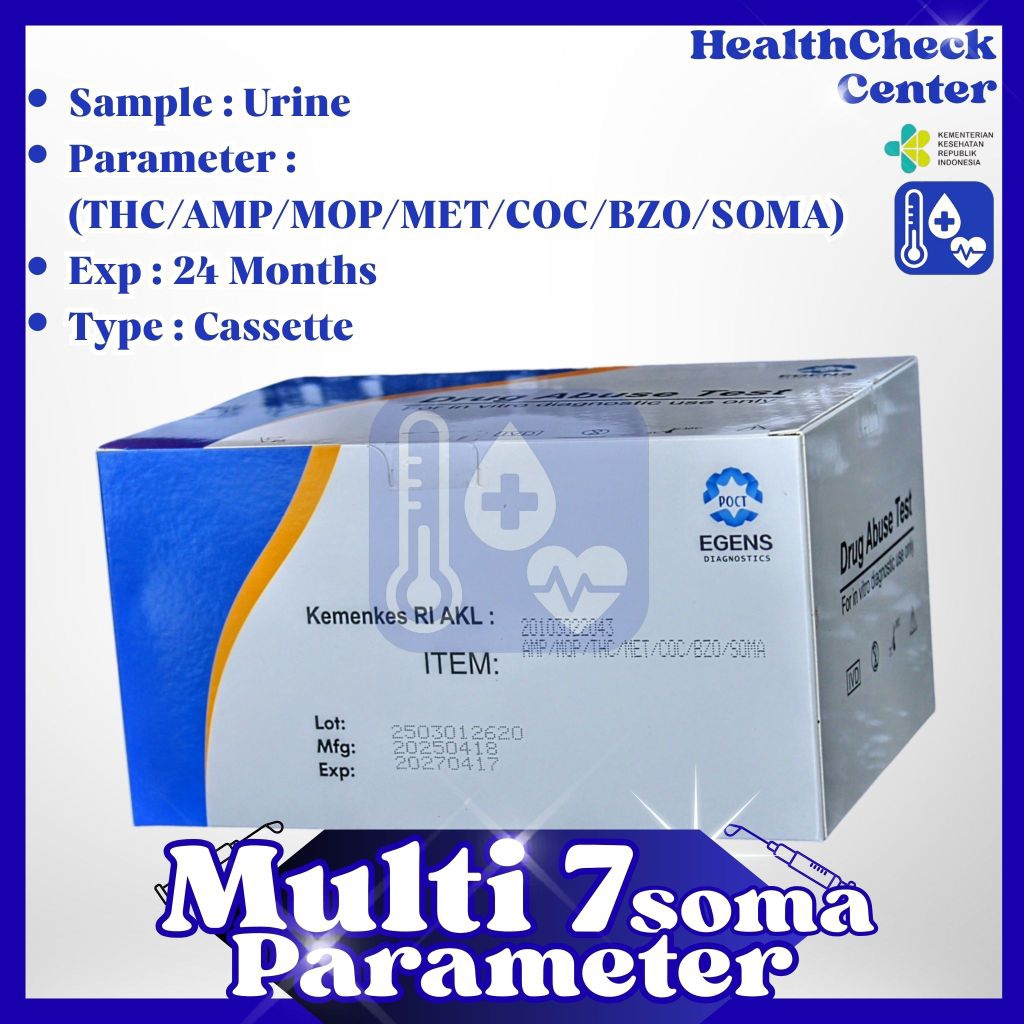 Tes Narkoba Multi 7 Parameter - Alat Deteksi 7 Jenis Zat Sekali Pakai Egens/ SR/Esight/ Allcheck