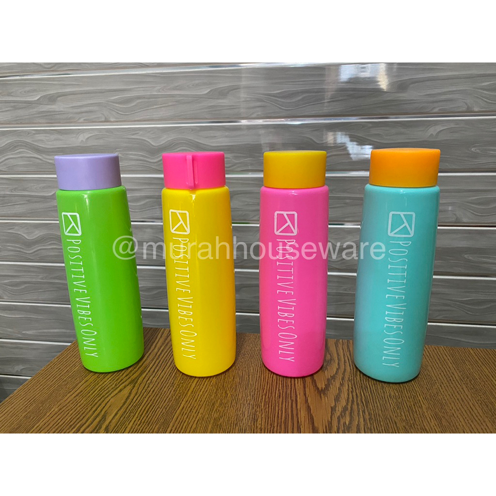 1 pcs / 6 pcs Botol Minum 600 mL Anti Tumpah Positive Vibes Only
