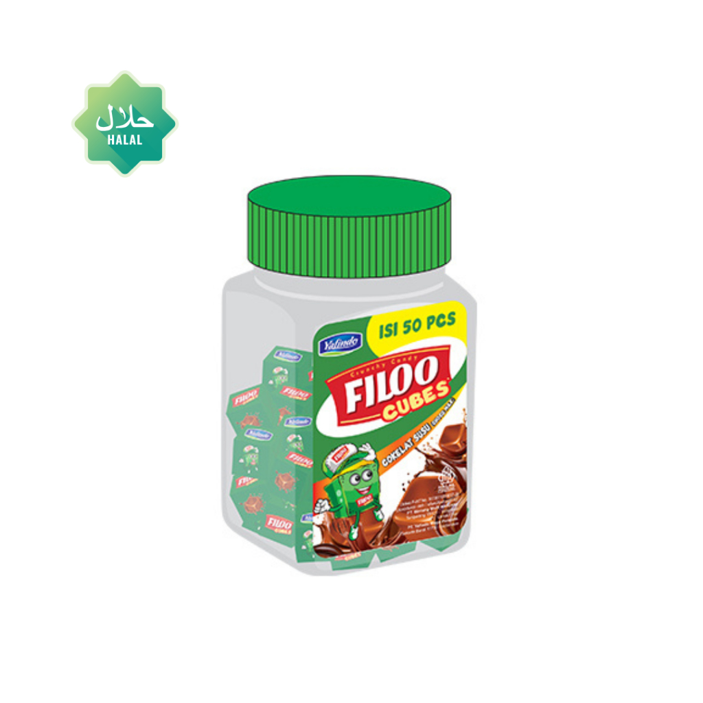 

Filoo Cubes Permen Cokelat Susu Crunchy Candy Manis Gurih 1 Toples Isi 50 PCS