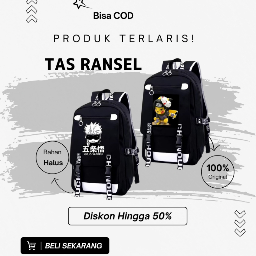 Tas ransel anak sekolah Jepang  kekinian karakter anime Harajuku style backpack