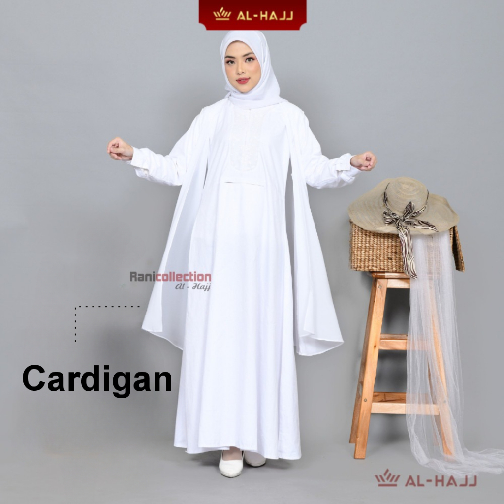 AL HAJJ Cardigan Putih Polos Wanita/Outer Tanpa Lengan