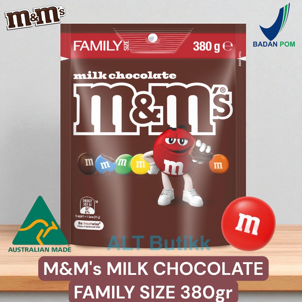 

M&M'S FAMILY SIZE 380 GR | M&M MILK CHOCOLATE CANDIES | COKLAT MNM AUSTRALIA