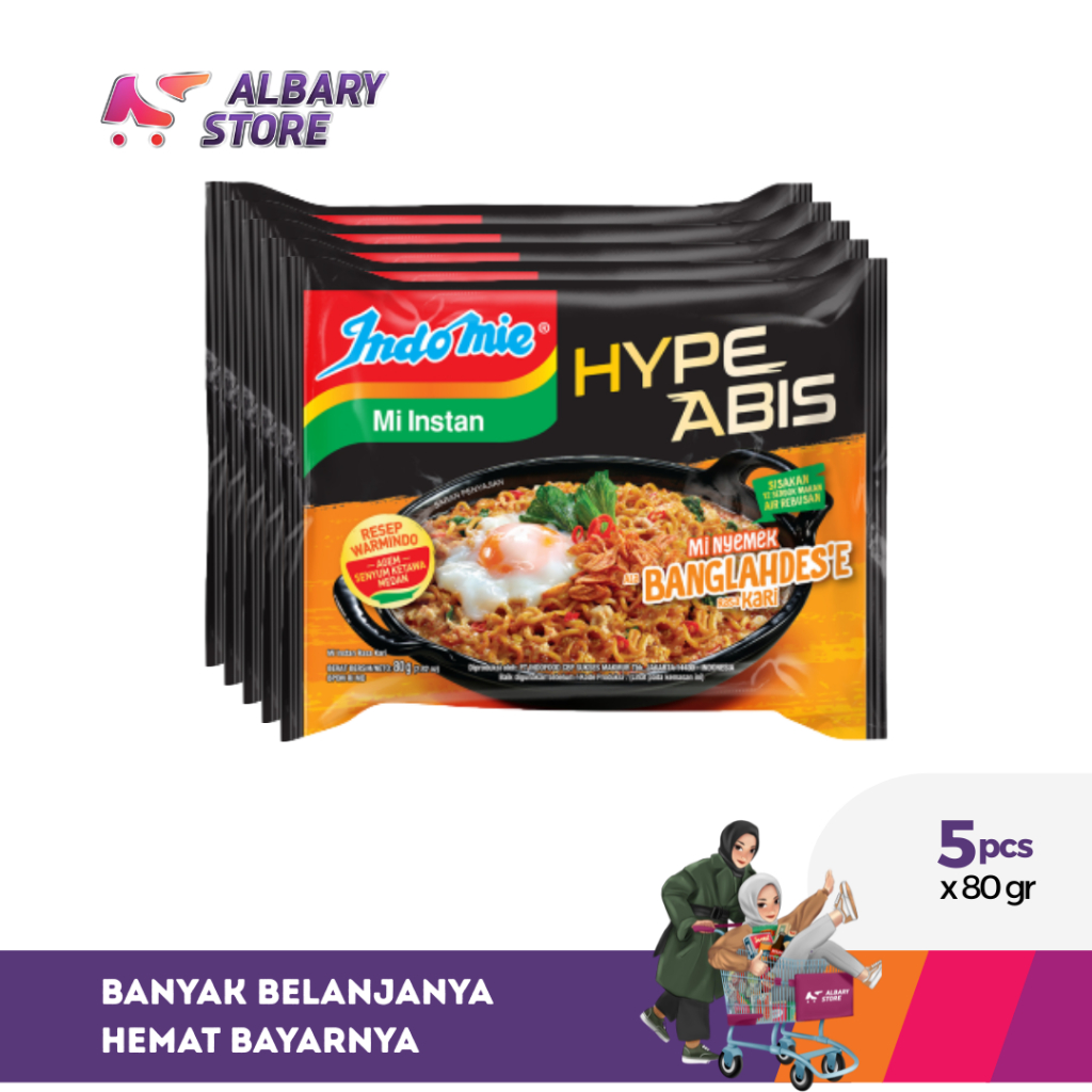 

5 PCS - Indomie Hype Abis Mi Instan Nyemek Bangladesh Kari 80 g