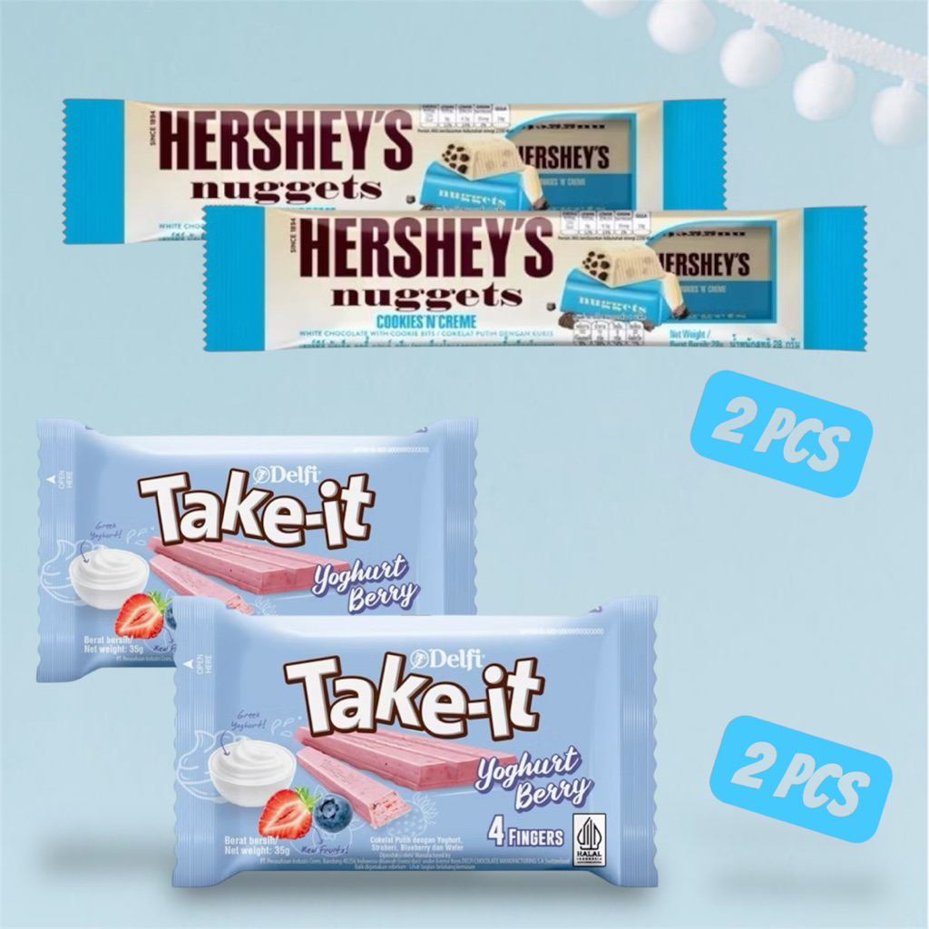 

2 Pcs Delfi Take it Yoghurt Berry 2 Pcs Hershey’s Nugget Cookies n Cream