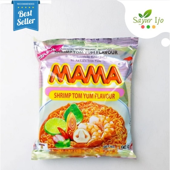 MAMA Shrimp Tom Yum Flavour 90 Gram / Pack Mie Rasa Udang Rebus Tom Yam Khas Thailand Mi Kuah Seafoo
