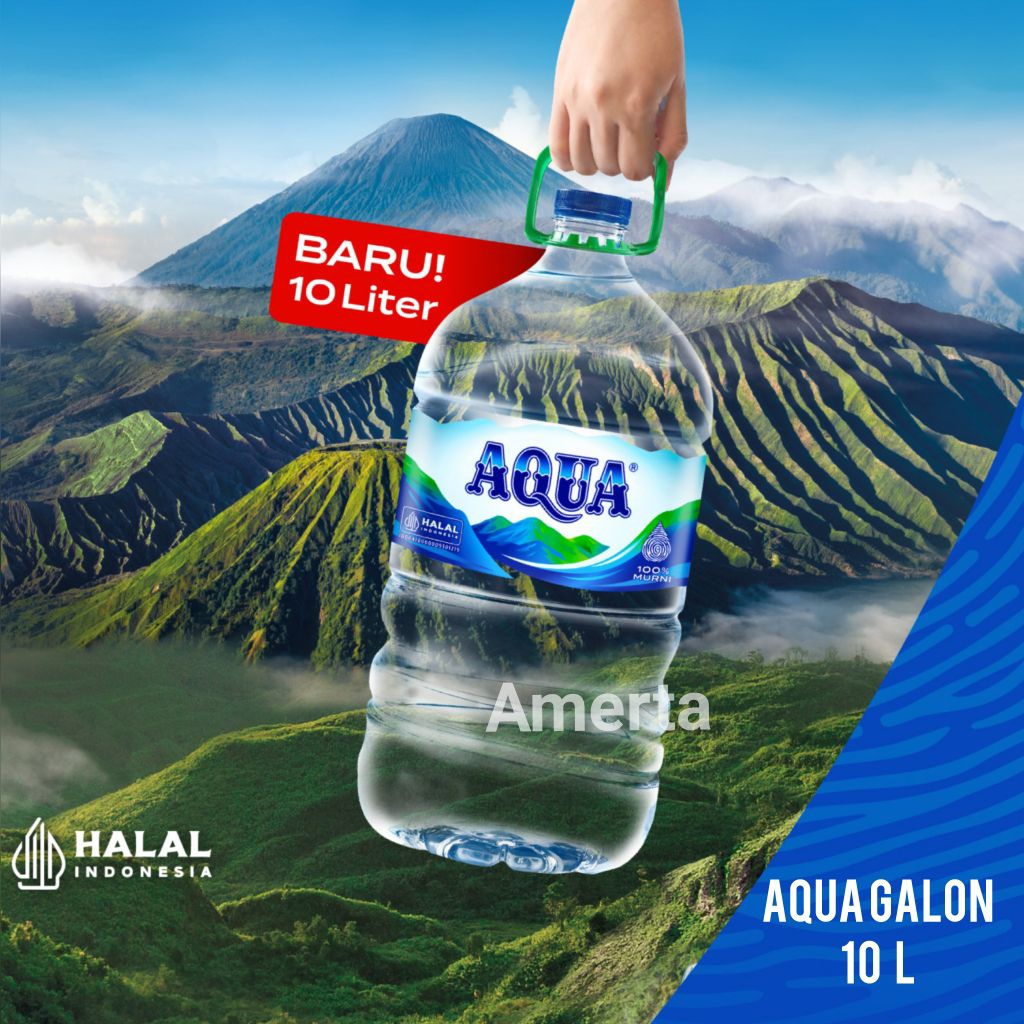 AIR MINERAL AQUA GALON 10L, GALON 1X PAKAI