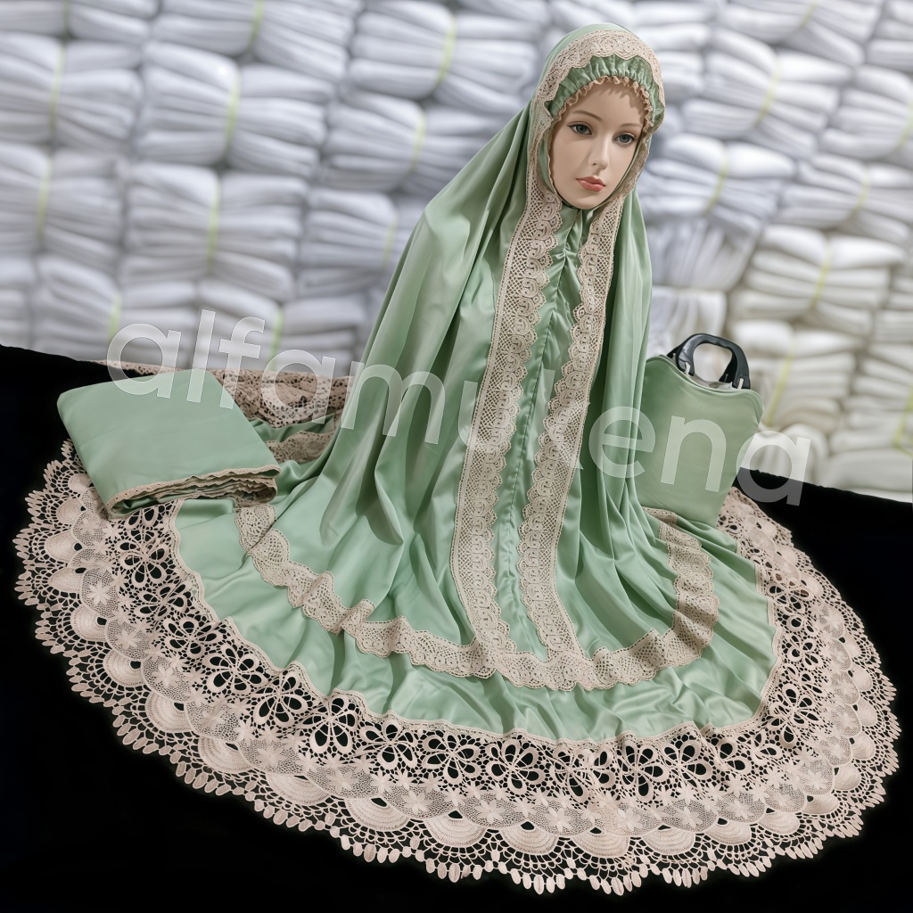 Mukena Silk Velvet Andin Lace Jumbo Elegan Premium