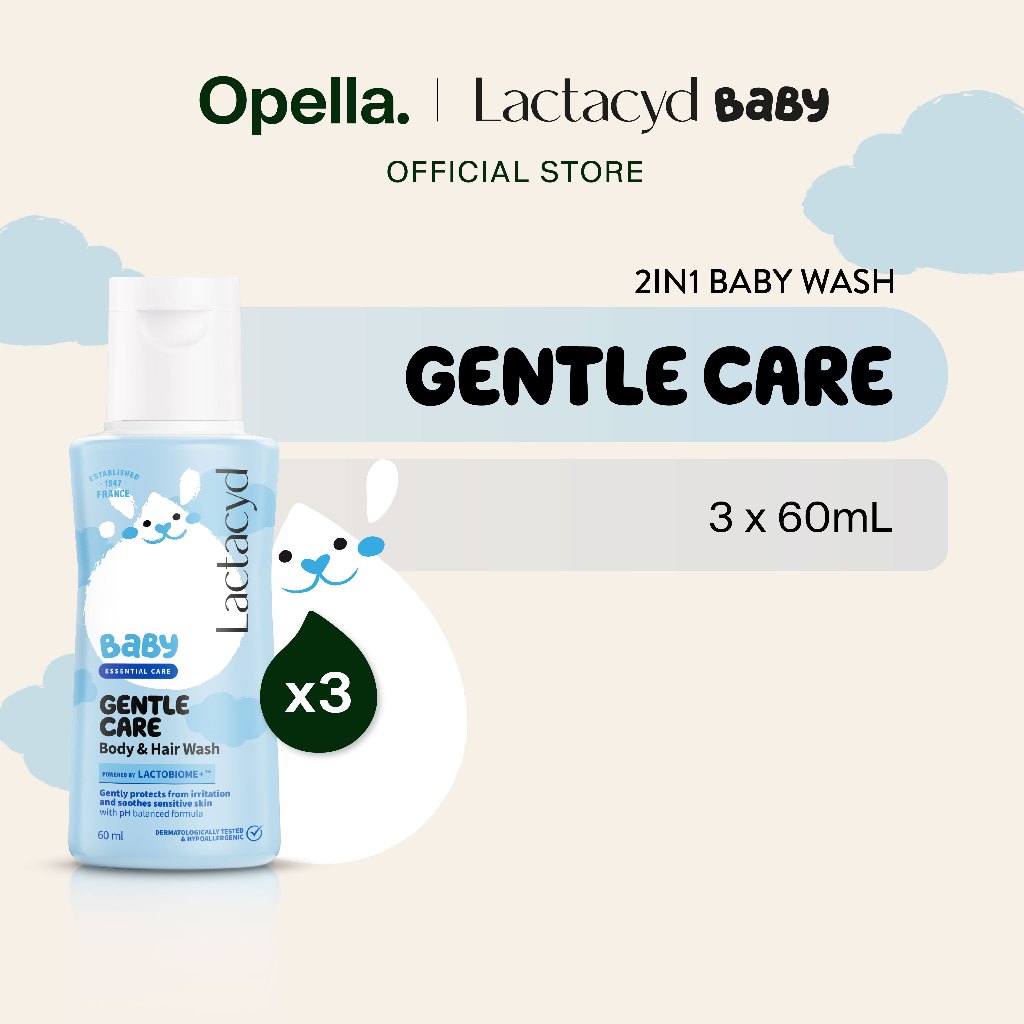 Lactacyd Baby Gentle Care 2in1 Body Wash and Hair Shampoo 3x60mL - Sabun & Sampo Bayi Melindungi dar
