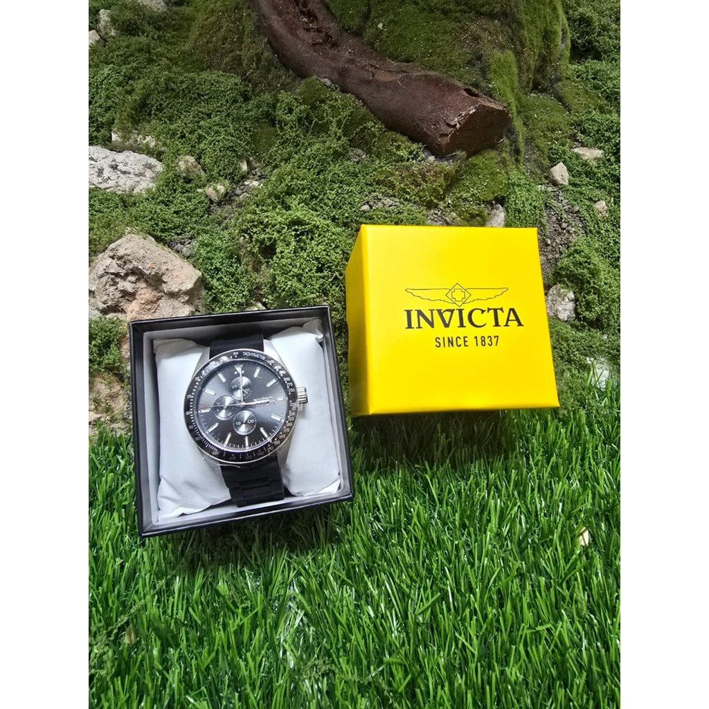 Original Invicta Aviator Quartz Black Dial Men Jam Tangan Tactical