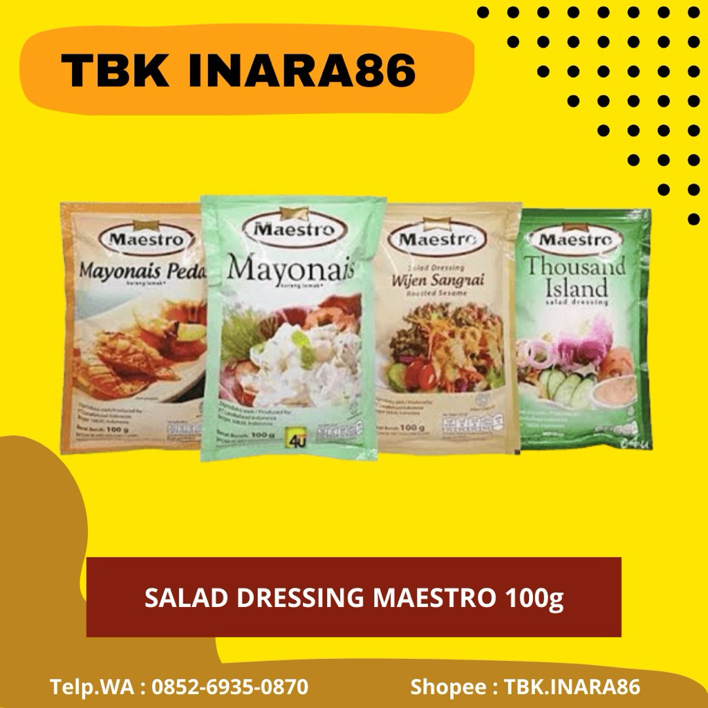 

Maestro Salad Dressing 100gr – Saus Salad Mayo Pedas Wijen Sangrai Thousand Island