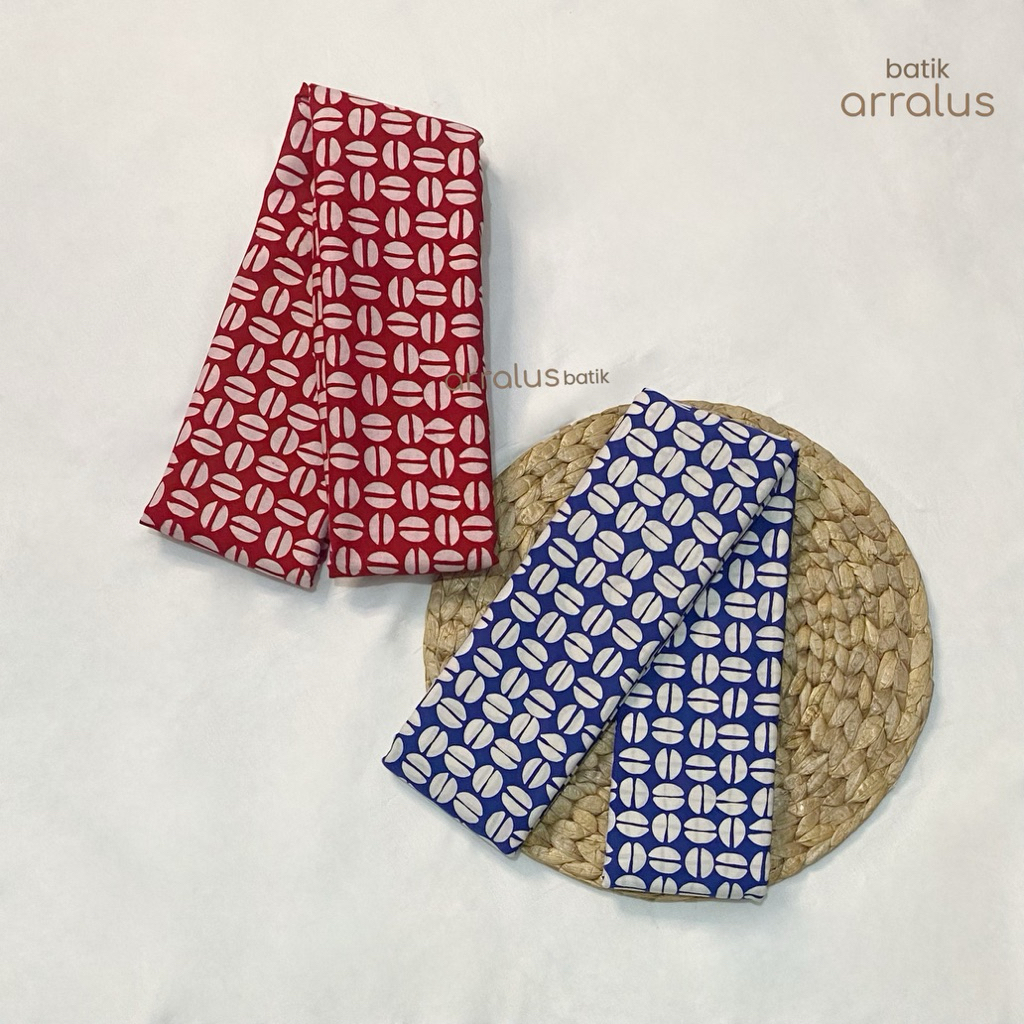 Batik Arralus - Kain Batik Cap Handmade Original Motof Biji Kopi - Kain Bahan Jahit ukuran 2x1 meter