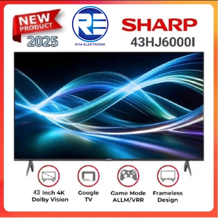 Sharp TV Android 4K Ukuran 43" 4T-C43HJ6000i Remote Bisa Voice