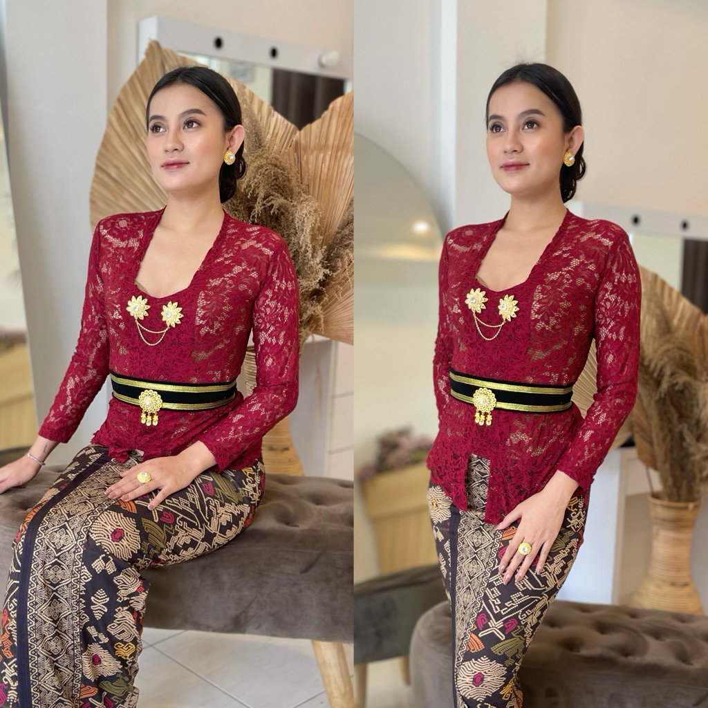 ONE SET KEBAYA SOFIA STRAIT/Setelan Kebaya Sofia/Kebaya Brokat Sofia/Kebaya Bali Sofia/Setelan Tradi