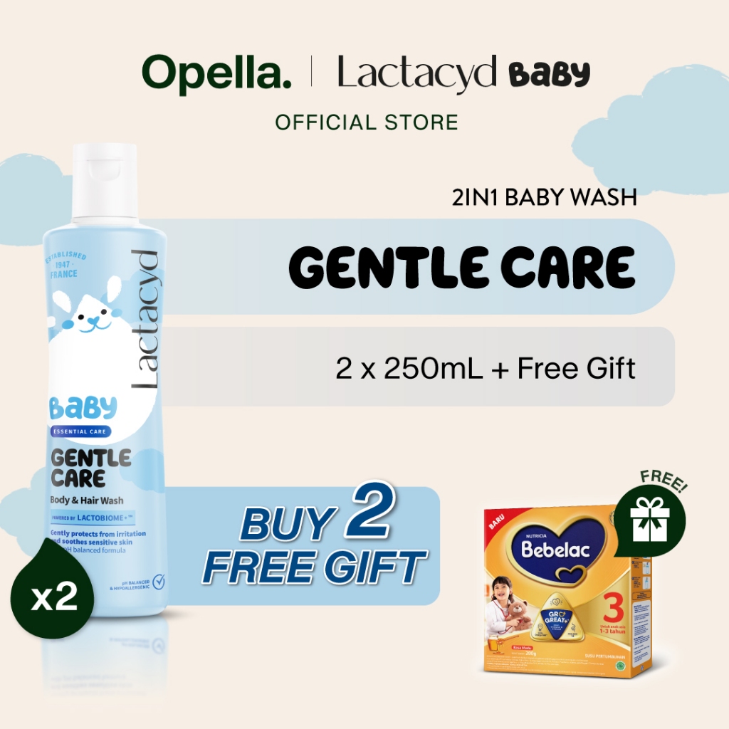 Lactacyd Baby Gentle Care 2in1 Body Wash and Hair Shampoo 2x250mL - Sabun & Sampo Bayi Melindungi da