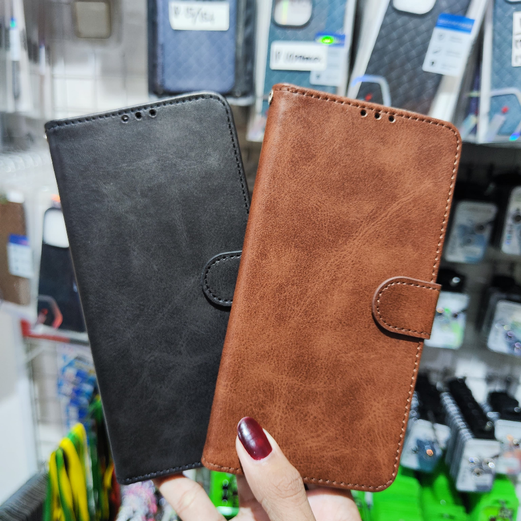 BARU  INFINIX HOT 60 60i 60Pro 60pro+ Flip Wallet Casing Cover Leather Dompet Case Hitam Coklat Marr