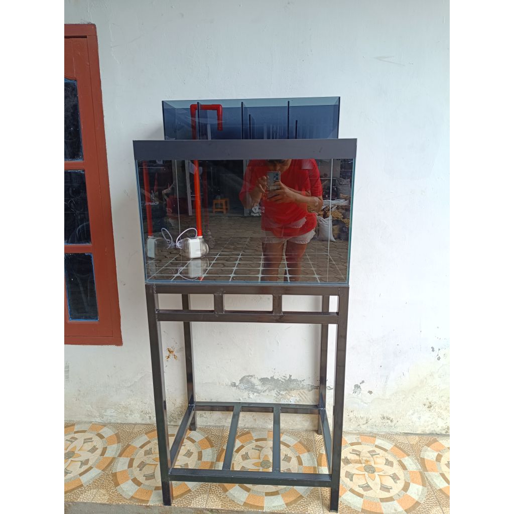 aquarium set rak+filter talang kaca