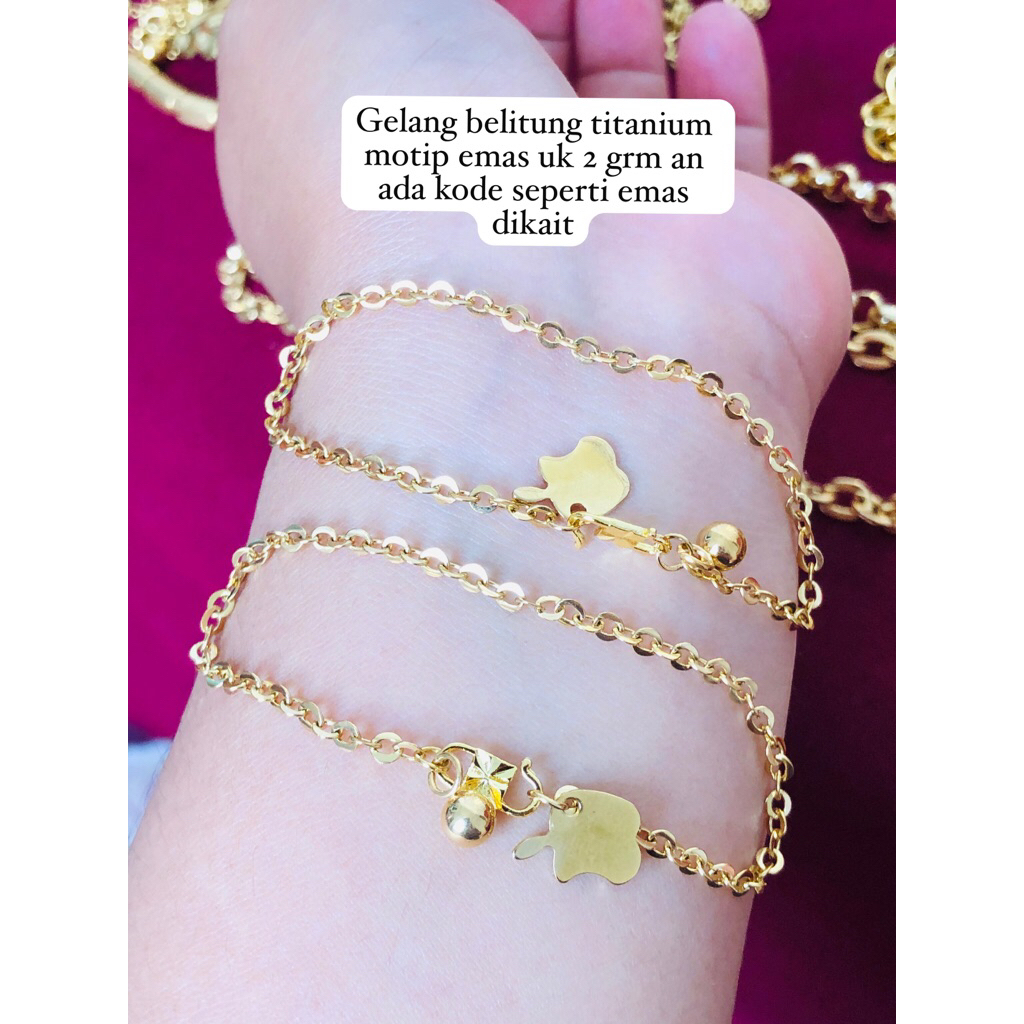 belitung polos titanium motip emas