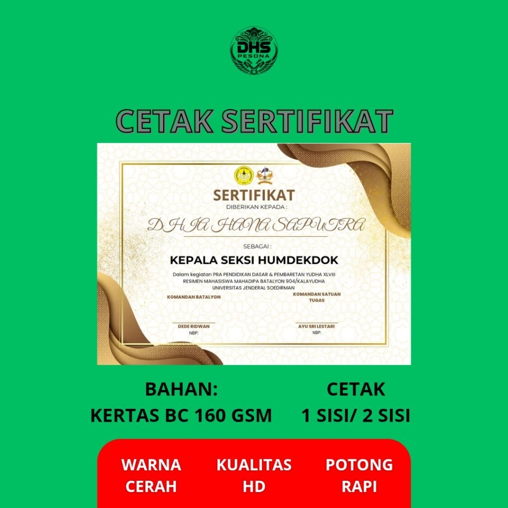 

Cetak Piagam Penghargaan Custom F4| Piagam BC