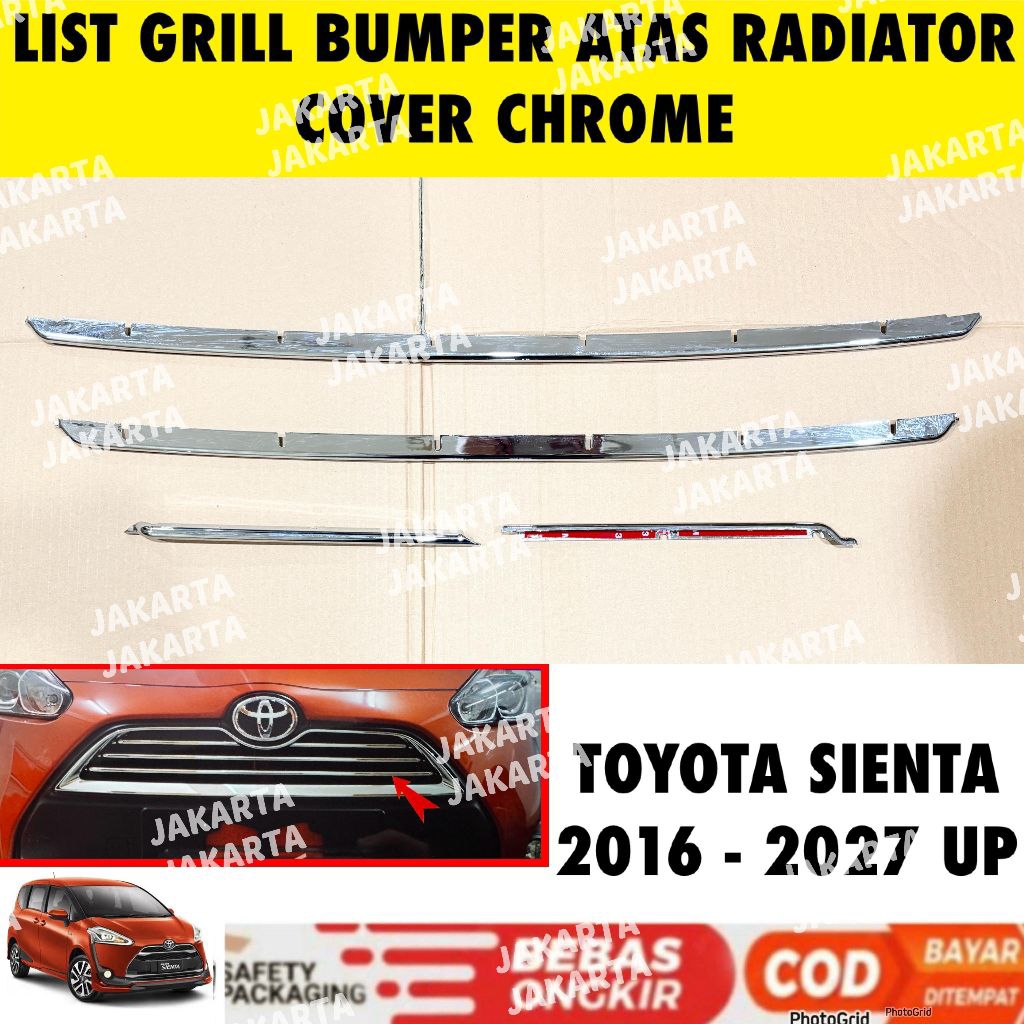 List Grill Bumper Depan Radiator Atas Sienta 2016 2018 2020 2024 2025 2026 2027 Cover Chrome