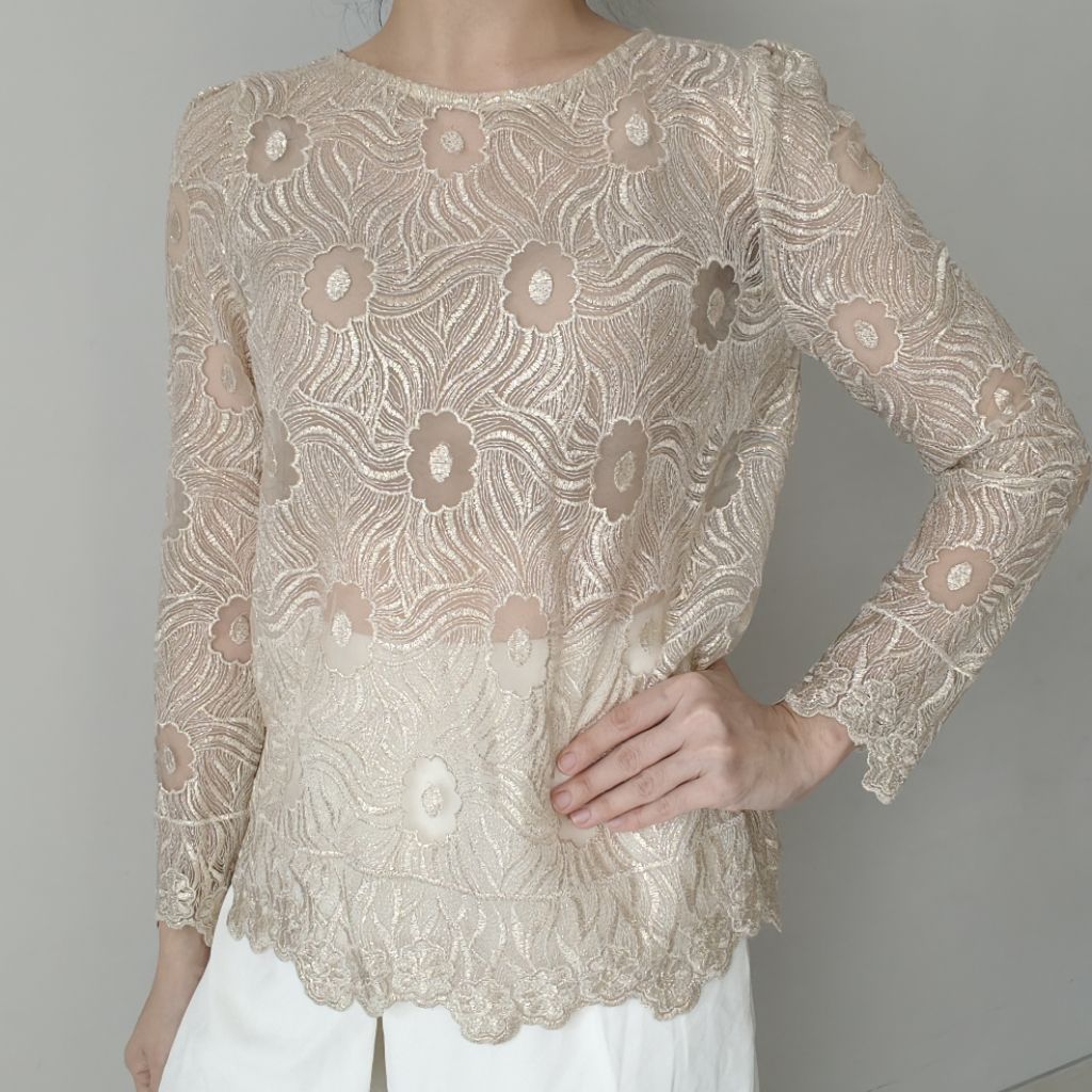 Blouse brokat/lace gold glitter