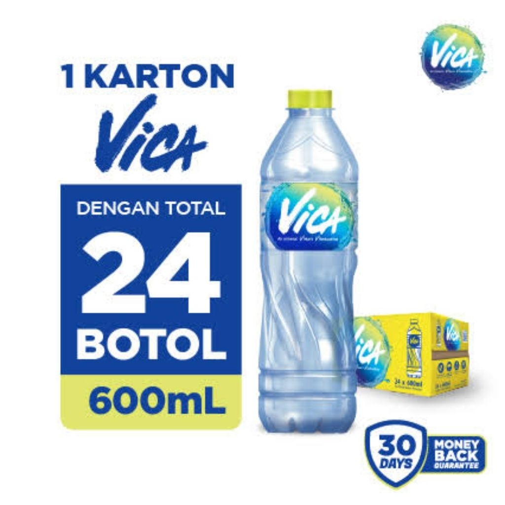 

Vica Air Mineral 1 Karton Isi 24 Botol @600mL – Air Minum Segar dan Higienis