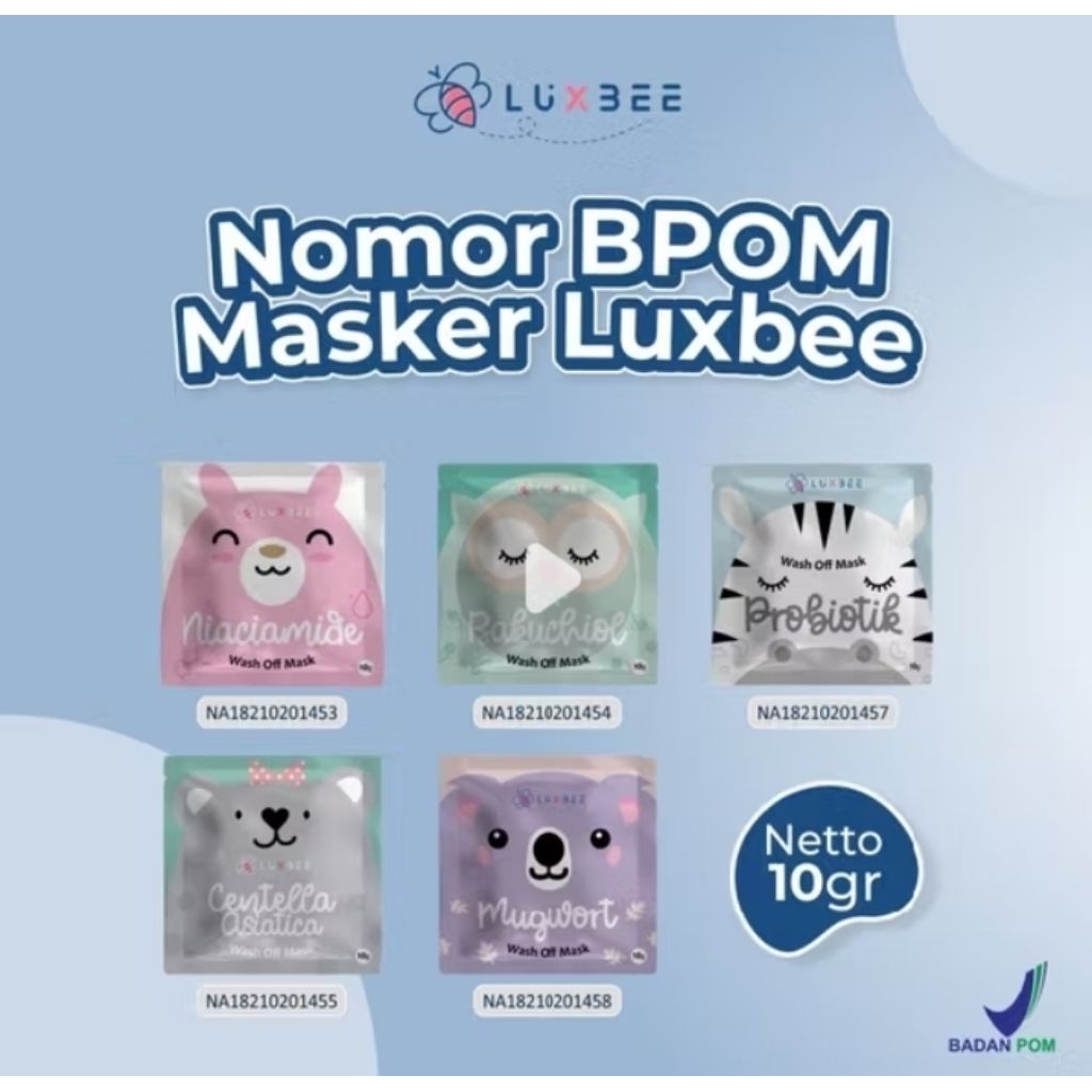 MASKER WAJAH wash off masker bubuk Ecer satuan /  MIX 5VARIAN BPOM TERMURAH MERK LUXBEE
