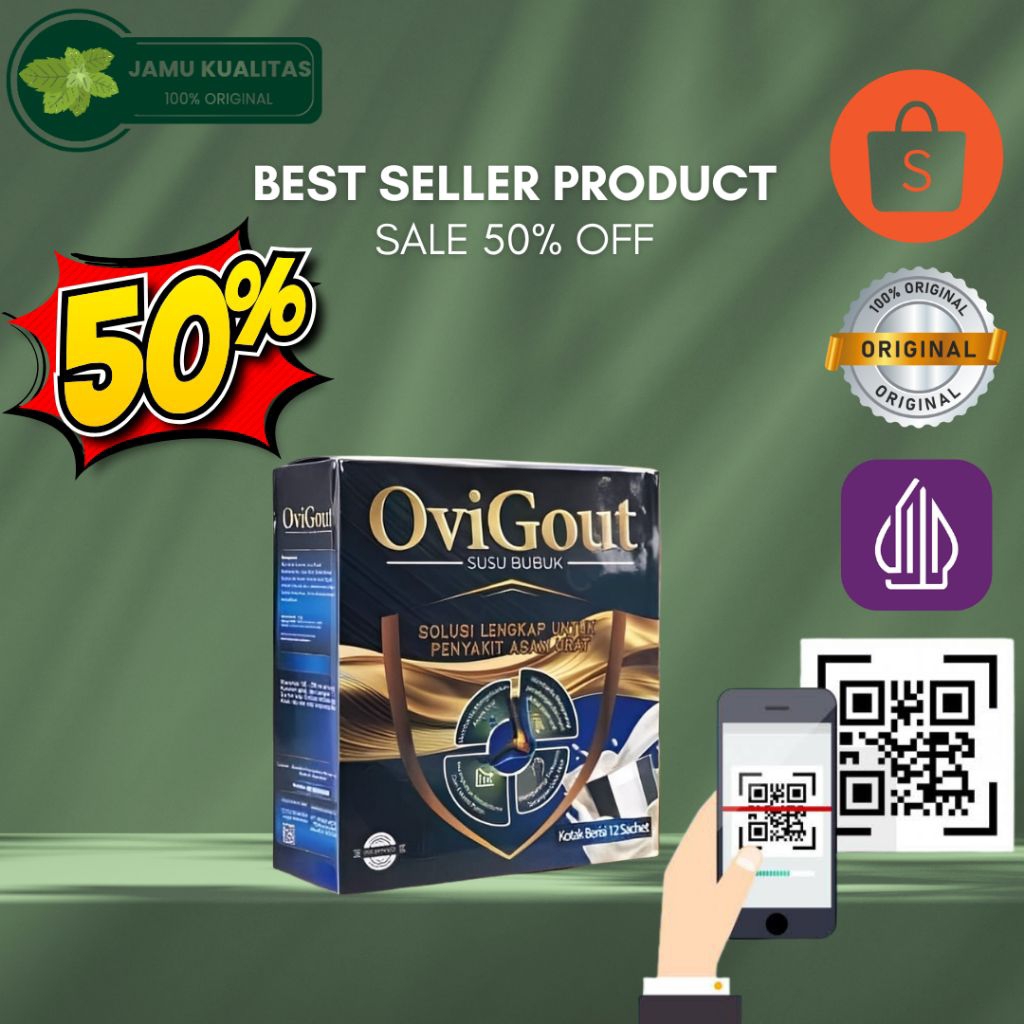 

OVIGOUT MILK Susu Obat Asam urat kolestrol Nyeri Sendi 100% Original - 1 Box 12 Sachet