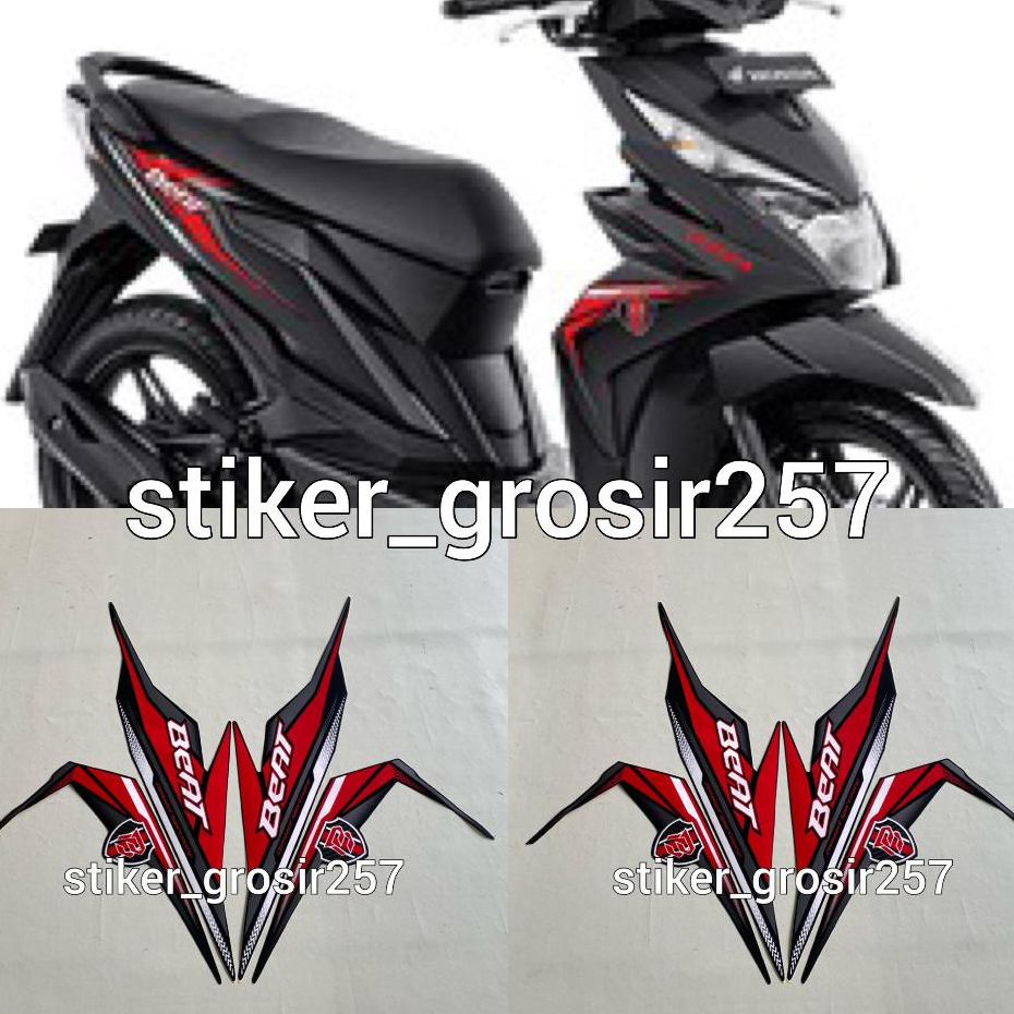 STIKER STRIPING LIS BODY MOTOR HONDA BEAT FI ESP 2019 HITAM MERAH STANDAR