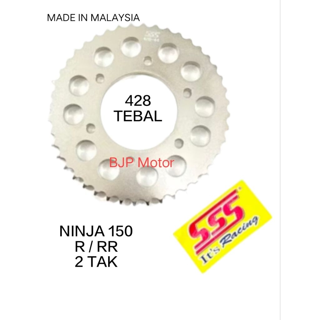 Gir Belakang SSS TK Racing 428 Ninja 150 2Tak R RR Silver - Pilihan Ukuran Gir, Tebal, Langsung Pnp