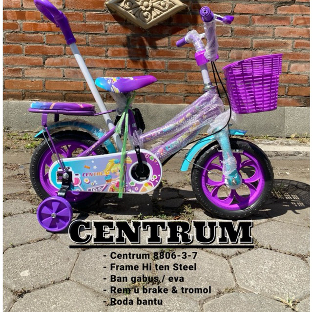Sepeda anak cewek mini ring 12 centrum interbike trendy ban eva ( gabus ) model pendorong