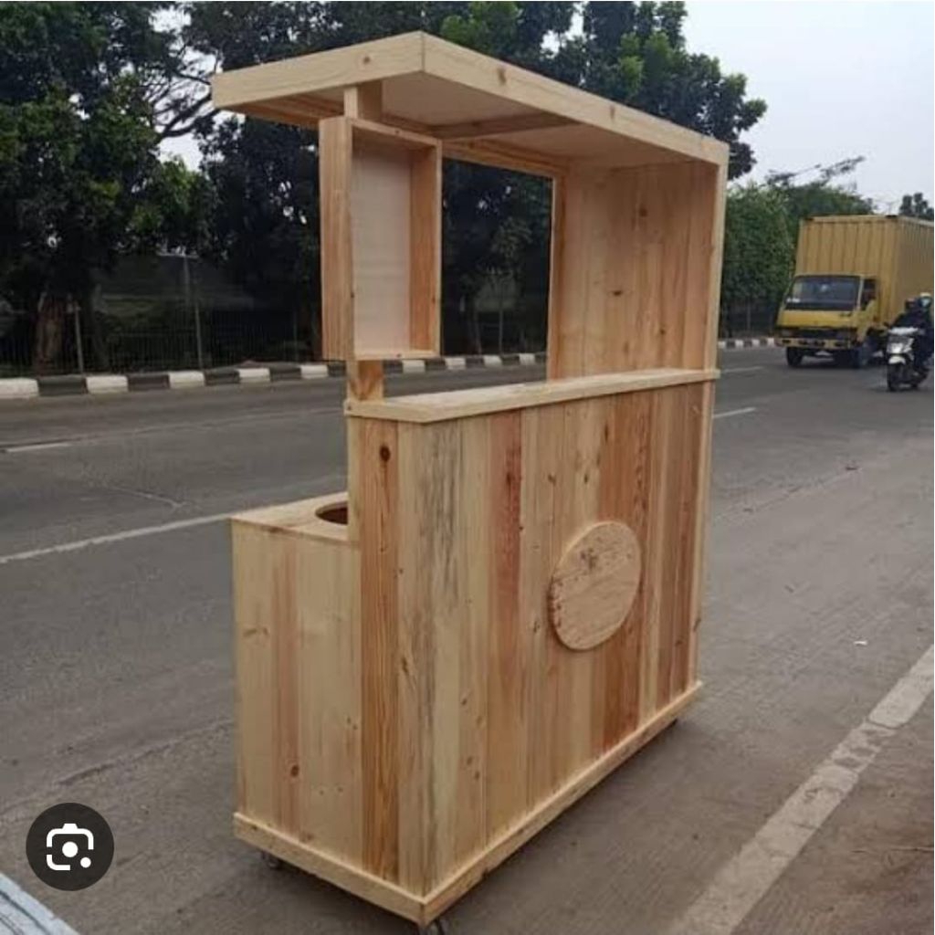 Gerobak/booth minimalis dari kayu jati belanda