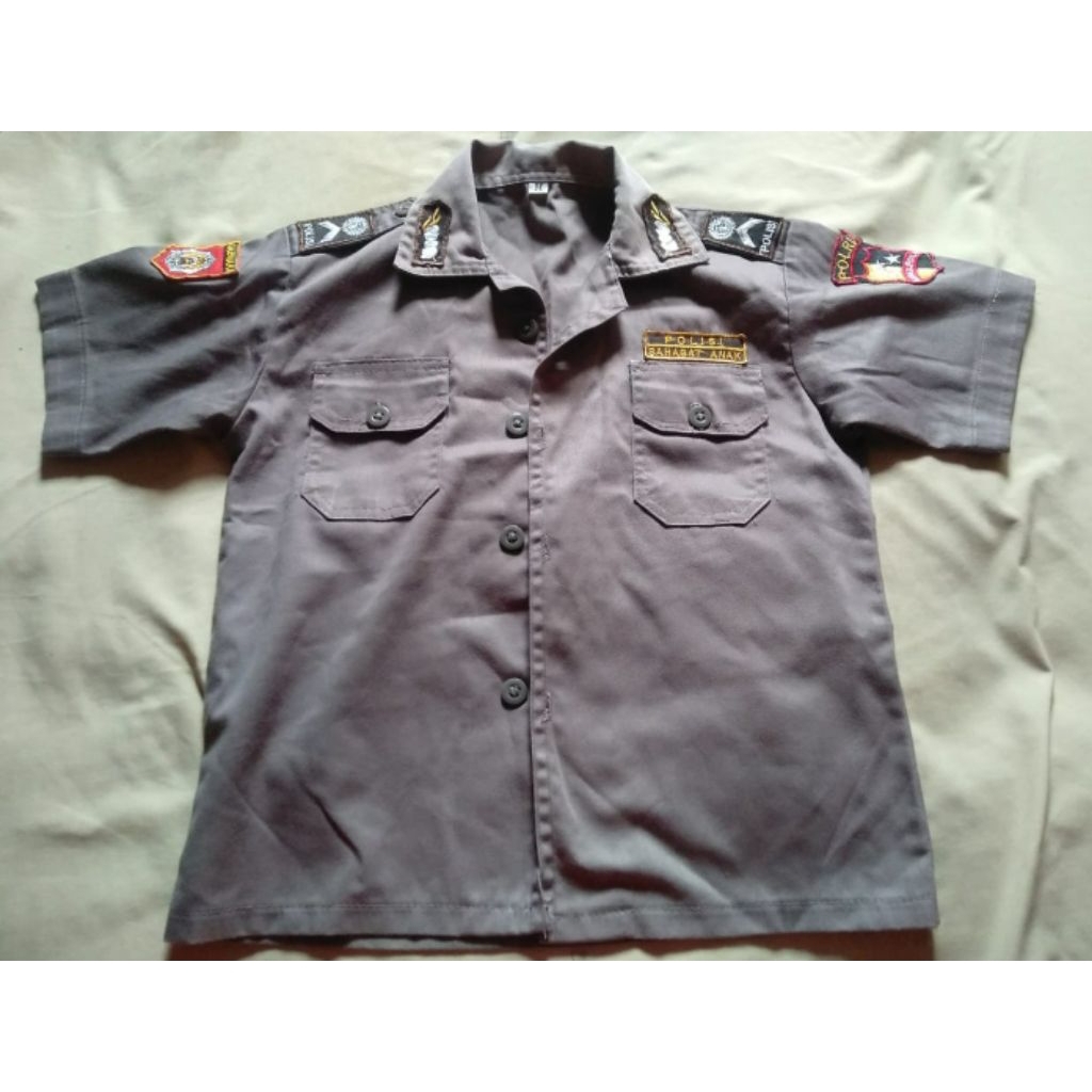 Bekas baju polisi anak cowok TK A / TK B (baju+celana+topi)