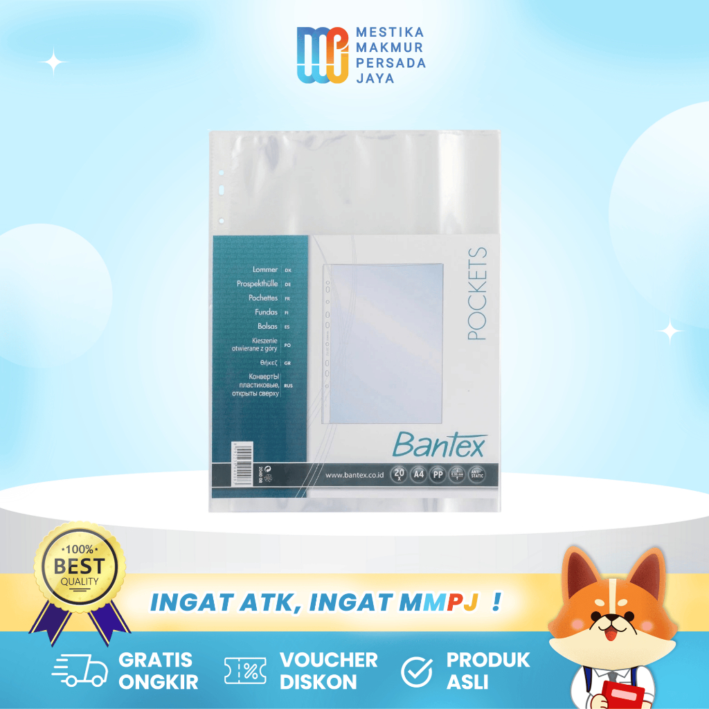 

Bantex Pocket A4 Tempat Berkas / Dokumen - 20 Sheets/Pack 8040
