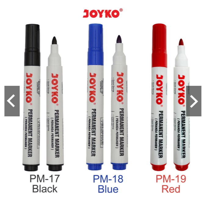 

( 1 PACK ) Joyko Permanent Marker Spidol Permanen Round Tip PM17